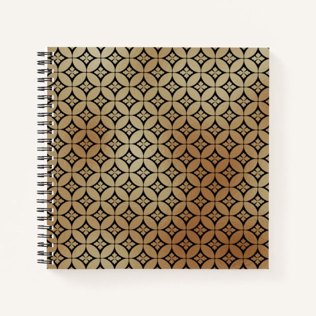 Carnet Elégant Gold Abstrait Cercles Floral Motif | (Devant)