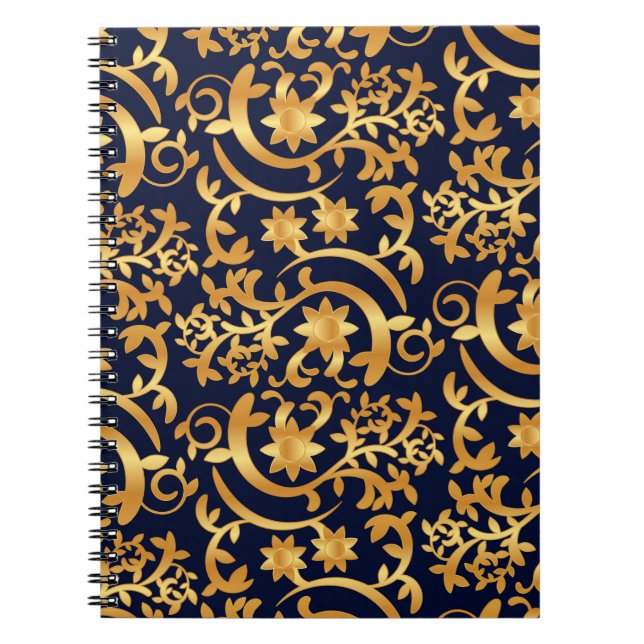 Carnet Elegant gold and dark navy (Devant)