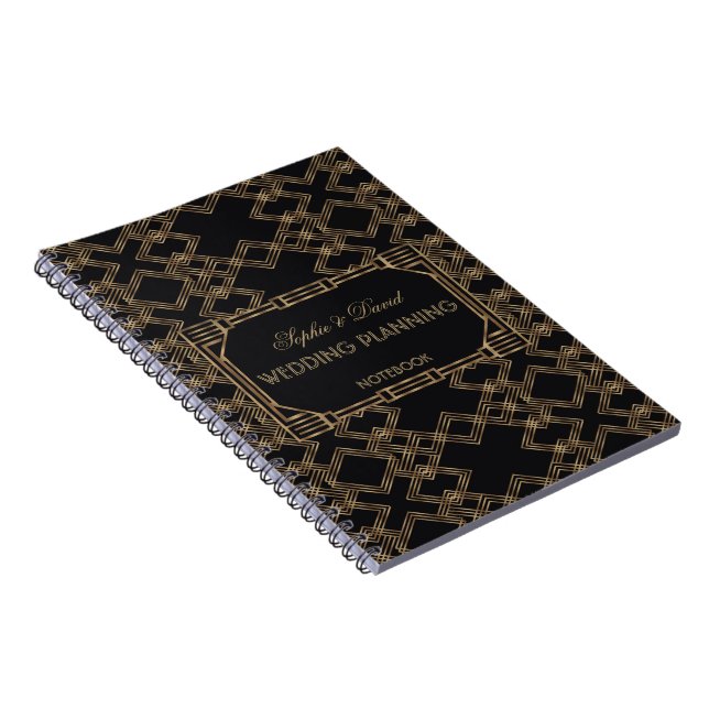 Carnet Elégant Gold Black Great Gatsby Wedding planner (Côté Droit)