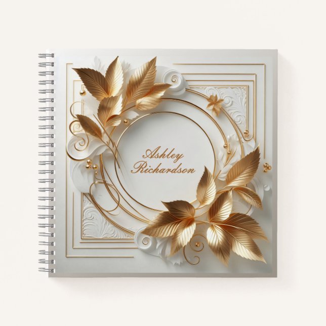 Carnet Elegant Gold Floral Notebook (Devant)