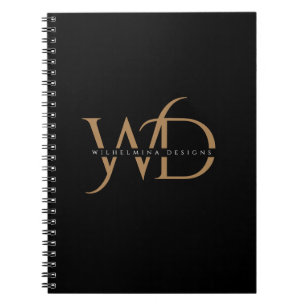 Carnet Elegant Gold Monogram Luxurious Typography Black