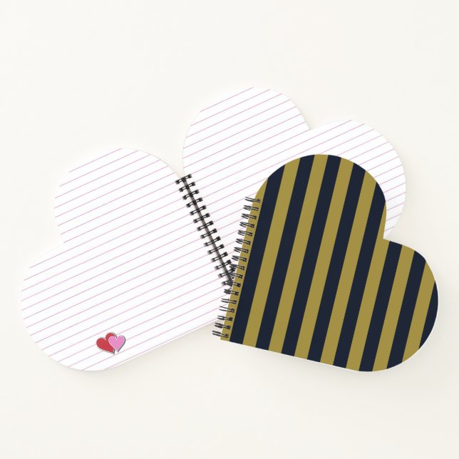 Carnet Elégant Gold & Navy Blue Vertical Stripes (Intérieur)