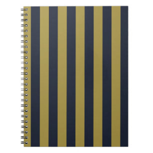 Carnet Elégant Gold & Navy Blue Vertical Stripes