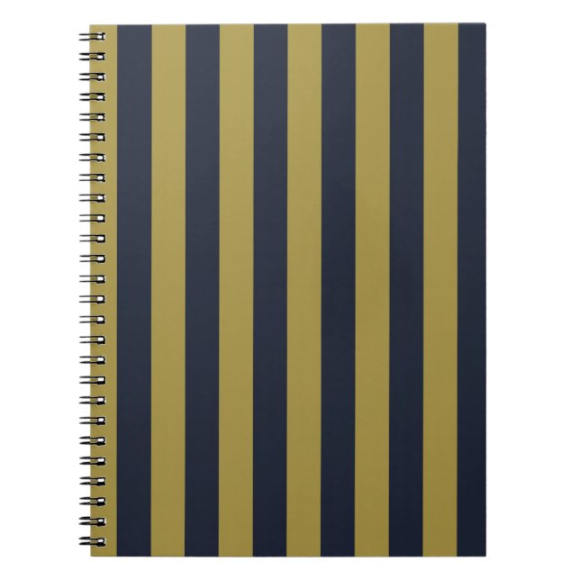 Carnet Elégant Gold & Navy Blue Vertical Stripes (Devant)