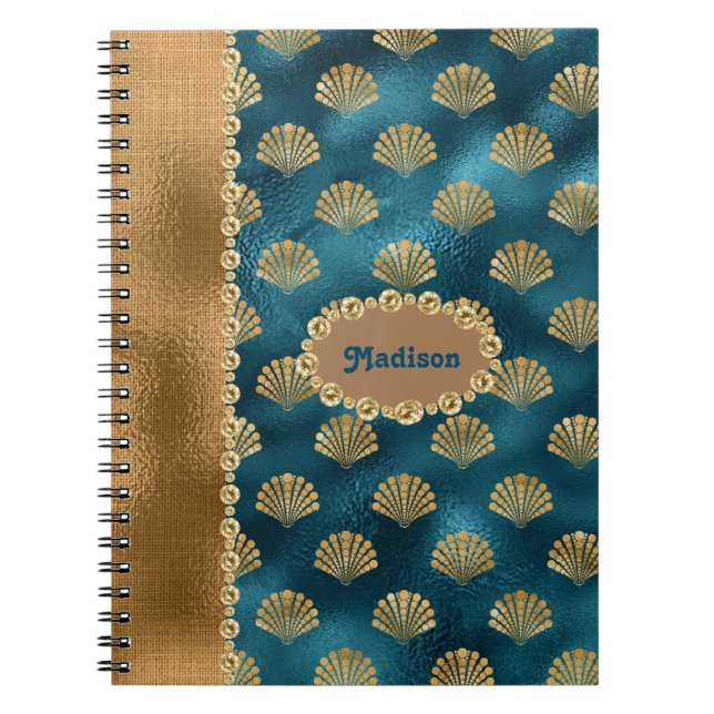 Carnet Elégant Gold Turquoise Coques métalliques Personna (Devant)