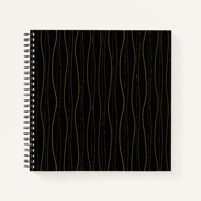 Carnet Elegant Gold Wavy Lines Pattern (Devant)