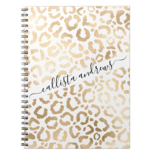 Carnet Elegant Gold White Leopard Cheetah Animal Print