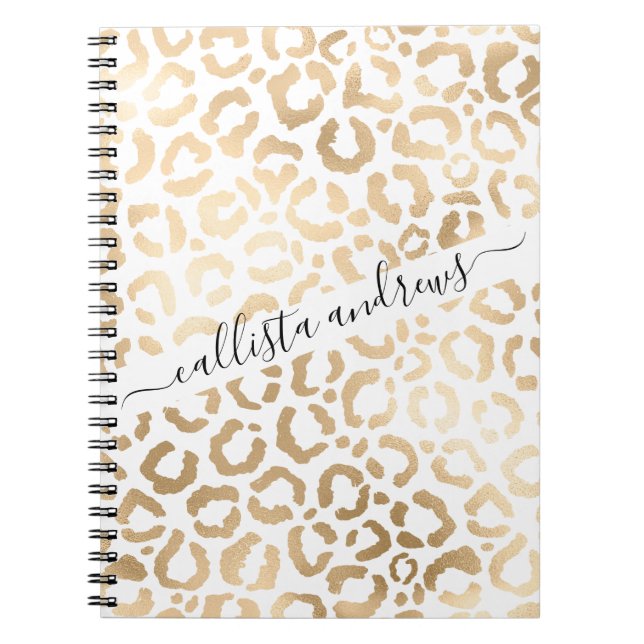 Carnet Elegant Gold White Leopard Cheetah Animal Print (Devant)