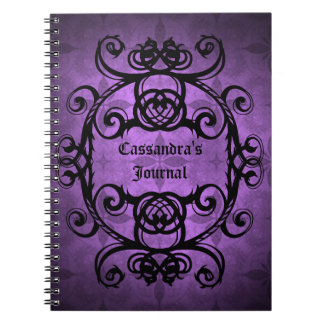 Carnet Élégant gothique damassé violet et noir