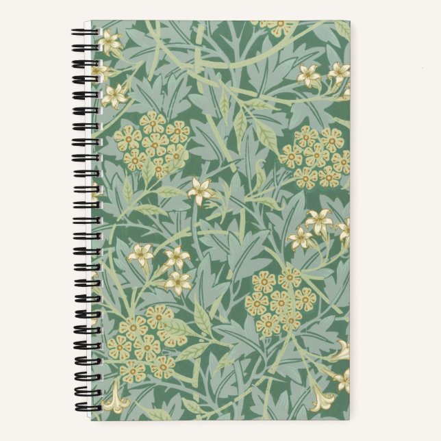 Carnet Elegant Green Jasmine Floral Pattern (Recto)
