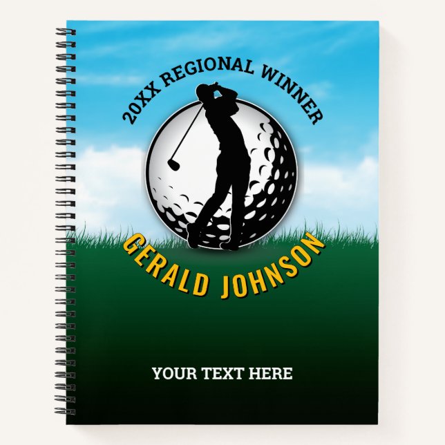 Carnet Elégant Homme Golf Monogramme Design (Devant)