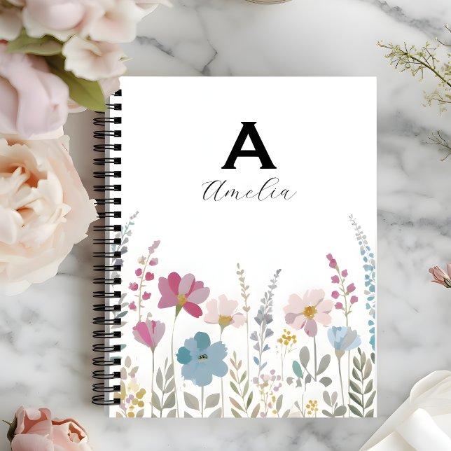 Carnet Elegant Initial Stylish Floral Notebook (Créateur téléchargé)