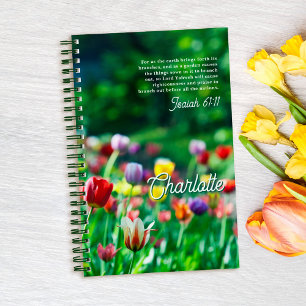 Carnet Elégant Jardin Fleur Tulipe Personnalisé