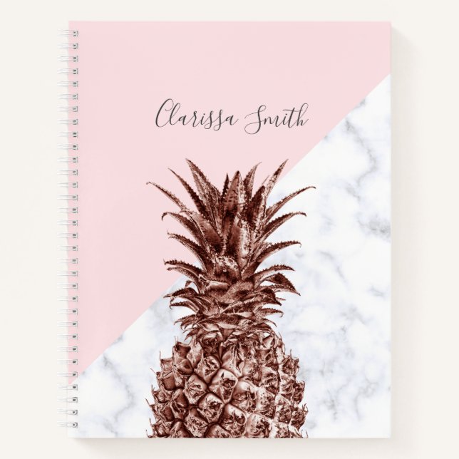 Carnet Elégant joli rose d'ananas en marbre blanc (Devant)