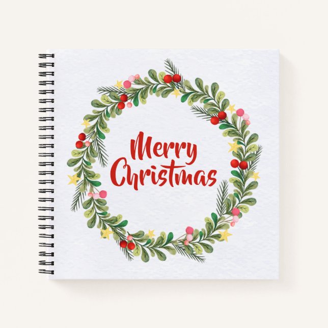Carnet Élégant Joyeux Noël Floral | Ordinateur portable (Devant)