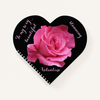 Carnet Elegant Joyeux Valentin rose rose noire agenda d'a