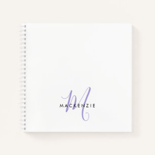 Carnet Élégant Lavande Blanche moderne Monogramme de scri