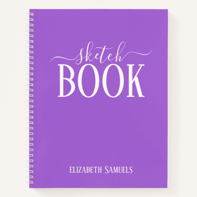 Carnet Elegant lila Sketch Book with name gift for her (Devant)