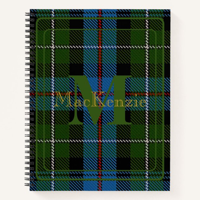 Carnet Élégant MacKenzie Clan Tartan Monogramme (Devant)