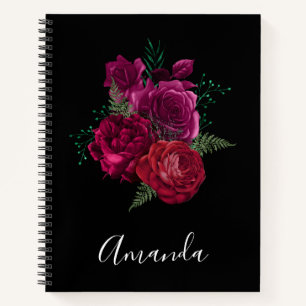 Carnet Elegant Magenta Rose Floral Bouquet