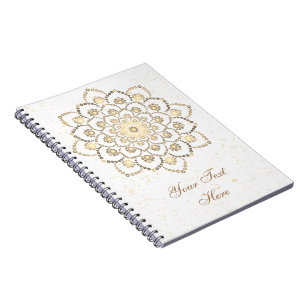 Carnet Elégant Mandala d'or et blanc