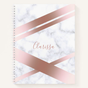Carnet Elégant marbre blanc rose d'or féminin élégant