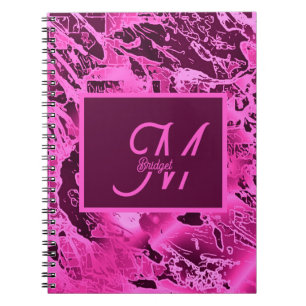 Carnet Élégant marbre rose audacieux Monogramme Typograph