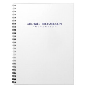 Carnet Elegant Masculine White Blue Personalized Notebook