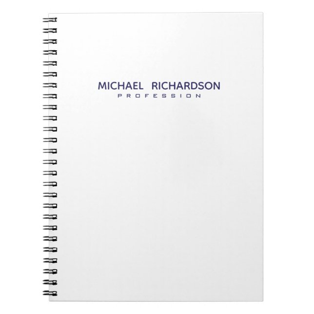 Carnet Elegant Masculine White Blue Personalized Notebook (Devant)