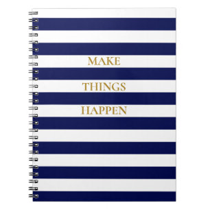 Carnet Élégant minimal bleu marine et rayures blanches