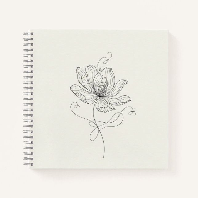 Carnet Elegant Minimalist Floral Line Art - Spiral Notebo (Devant)