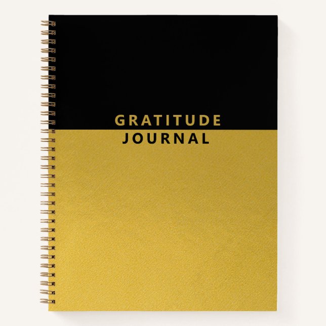 Carnet Elégant minimaliste Black Gold Foil Gratitude (Devant)