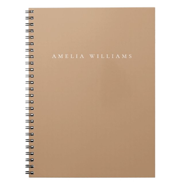 Carnet Élégant Minimaliste Monogramme Brun (Devant)