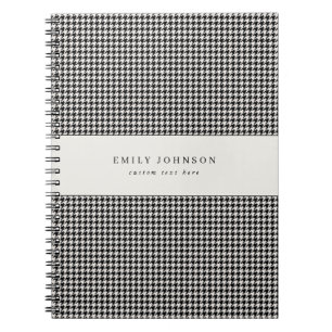 Carnet Élégant minimaliste noir et ivoire à carreaux