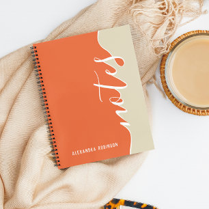 Carnet Élégant minimaliste Orange & Gris Typographie Scri