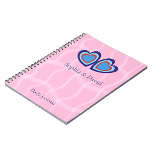 Carnet Élégant Minimaliste Rayures et Cœurs 
