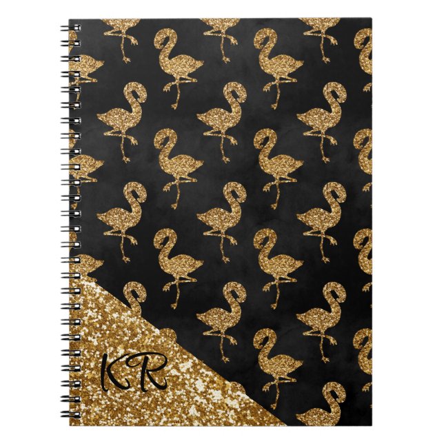 Carnet Élégant modèle de flamingo Parties scintillant or  (Devant)