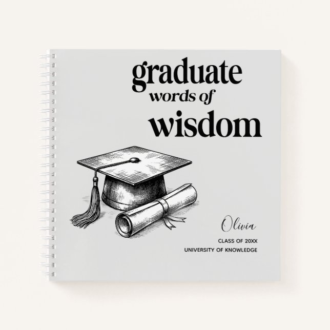 Carnet Elegant Modern Words Wisdom Graduation (Devant)