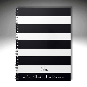 Carnet Élégant, Moderne, Classique Rayures Noir & Blanc