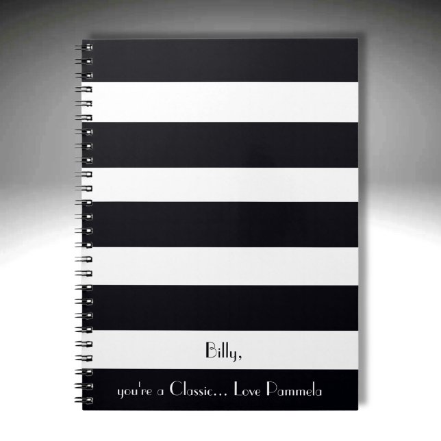 Carnet Élégant, Moderne, Classique Rayures Noir & Blanc   (A Timeless Classic to be Sure.)