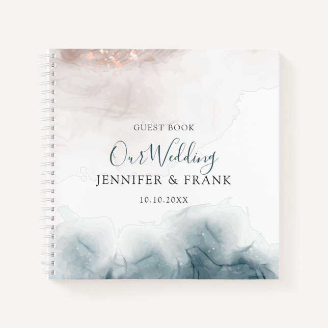 Carnet Élégant moderne d'encre d'alcool bleu bleu (Devant)