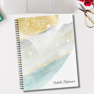 Carnet Élégant Moderne Feuille D'Or et Abstrait Personnal
