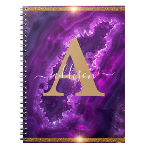 Carnet Élégant Moderne Purple Gold Parties scintillant Ag