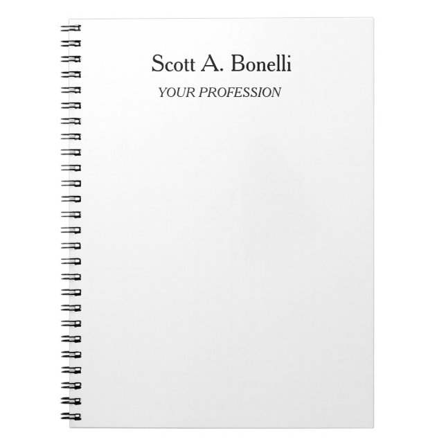Carnet Élégant Moderne Simple Blanc Spécial (Devant)