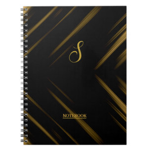 Carnet Élégant Monogram Black & Gold Motif