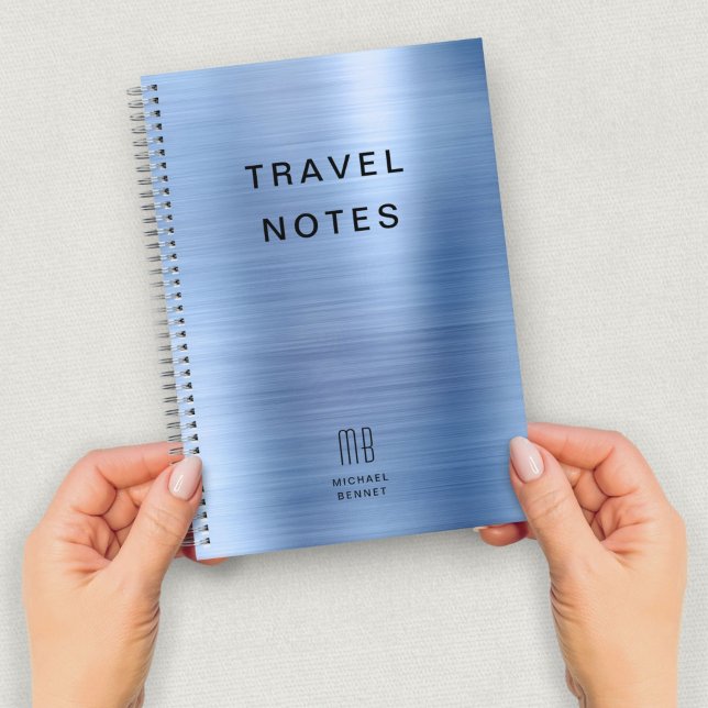Carnet Élégant Monogram Blue Travel (Elegant Monogram Blue Travel Notebook)