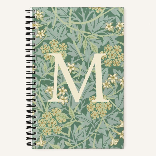 Carnet Elegant Monogram Green Jasmine Floral (Recto)