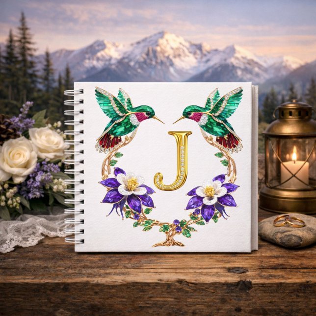 Carnet Elegant Monogram J Wedding Gift Hummingbird  (Créateur téléchargé)