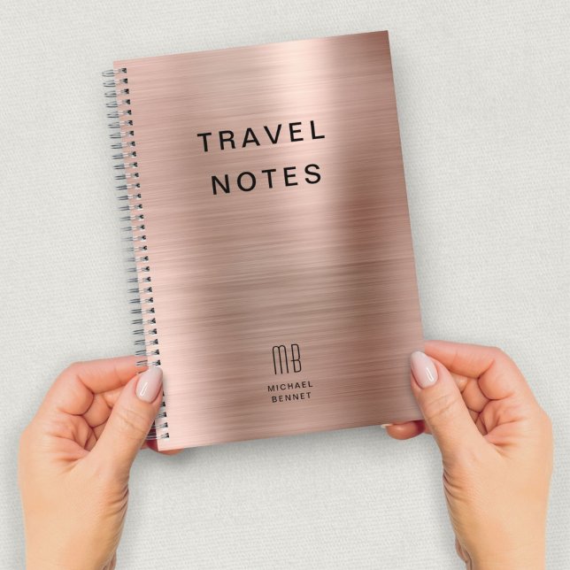Carnet Élégant Monogram Rose Gold Travel (Elegant Monogram Rose Gold Travel Notebook)