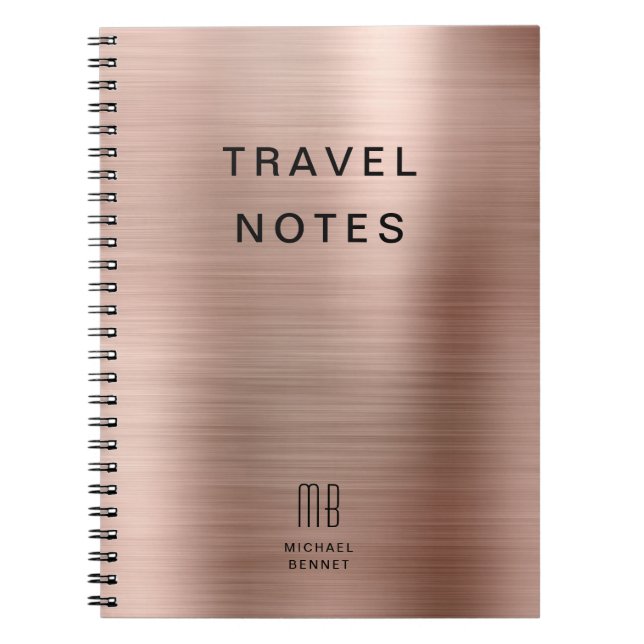 Carnet Élégant Monogram Rose Gold Travel (Devant)